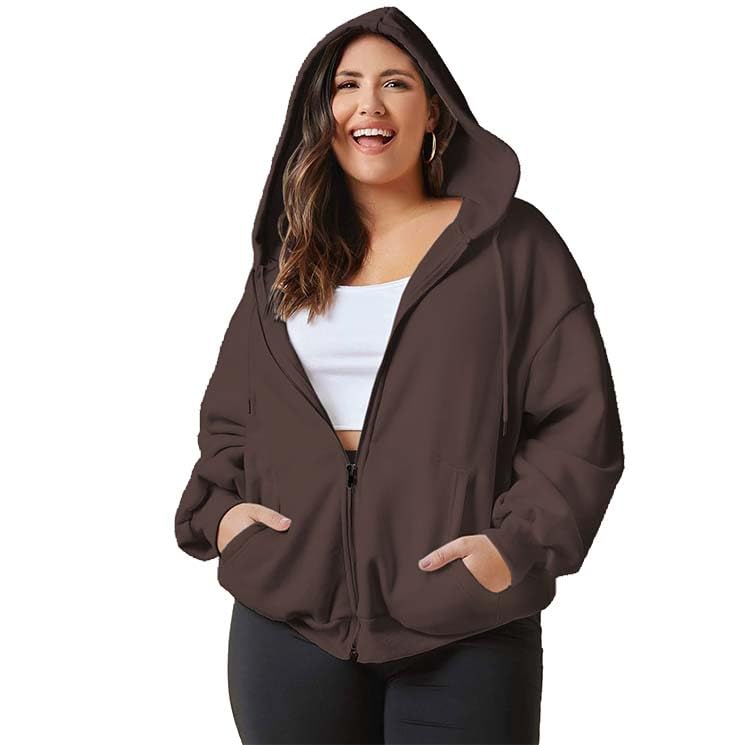 Plus Size Loose FIT Womens Zip UP Hoodie Sizes Till 5XL-image-37