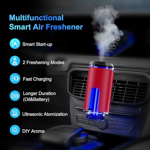 Smart Car Air Freshener Diffuser – Auto On/Off Aromatherapy Diffuse with 3 Scent Modes, USB Rechargeable, Vent Clip, Long-Lasting Essential Oil Refills – Stylish Automobile Decor, Car Accessory& Gift by ASTRALER - Image 2