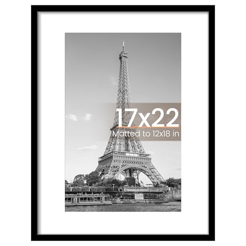 Image of upsimples 17x22 Picture Frame, Display Pictures 12x18 with Mat or 17 x 22 Without, Wall Hanging Poster Frames, Black, 1 Pack