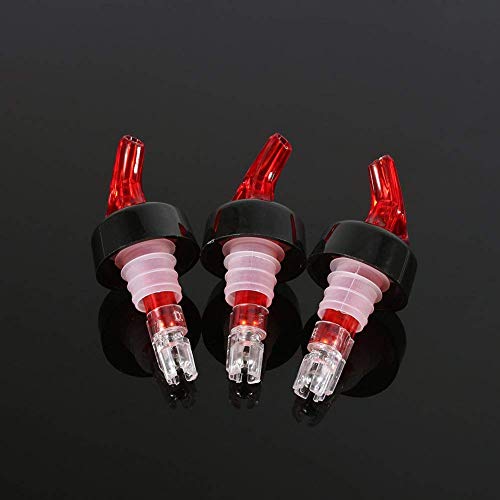 Measured Liquor Pourers, 1 Oz Plastic Measured Liquor Pourer Tail Auto Measuring Shot Chamber Pourer Pour Spout Stopper For Alcohol Wine Cocktail Vinegar Bottle Drink Spirits (12, Red) #TOP1