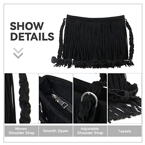 Fecialy Faux Suede Fringe Crossbody Bags for Women Western Hippie Shoulder Bag Messenger Bag Sling Bag2