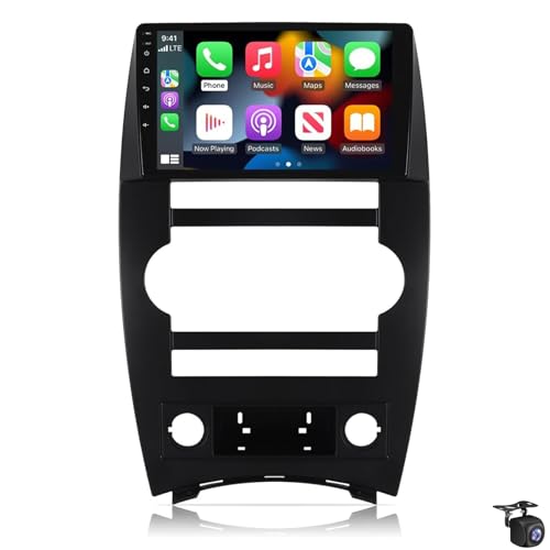 Estéreo para auto Jeep Commander 2005-2007 CarPlay inalámbrico Android Auto pantalla táctil de 9''doble DIN receptor de radio para auto Bluetooth GPS WiFi FM RDS SWC cámara de res(Color:8 CORE 6+128G)