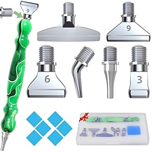 Volitaous 14 PCS Diamond Painting Accessories Tools, Diamond Art Pens 6 Pieces Metal Thread Stainless Steel Pen Tips No Loosen Ergonomic Diamond Painting Tools for for DIY Craft, Green
