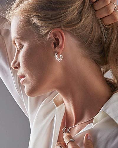 Boma Jewelry Sterling Silver Bohemian Flower Hoop Earring & Necklace Set #TOP8