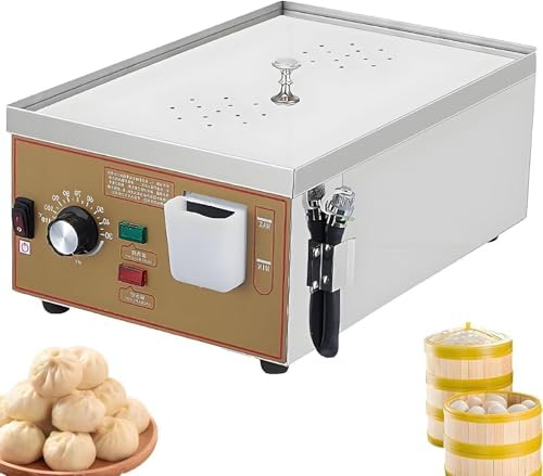 Stainless Steel Steamed Bun Machine with Boil-Dry Alarm & Independent Water Supply - U-Tube Heating for Home & Restaurant, 2 Cooking Holes