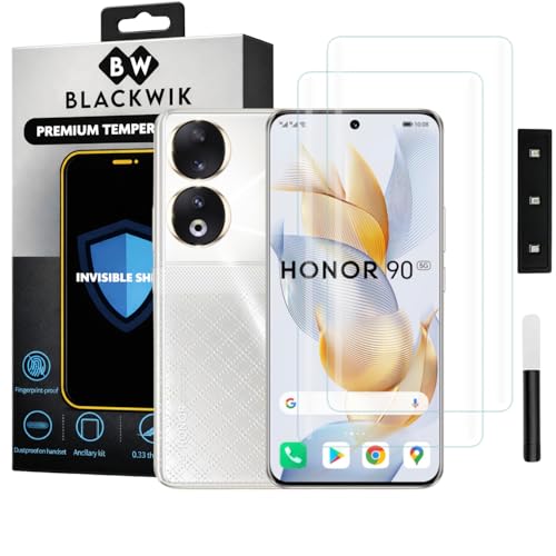 Image of Blackwik Premium Curved UV Tempered Glass For Honor 90 Cellphone (Transparent, Pack of 2) Advanced Border Less Full Screen Coverage UV Screen Protector Guard With Installation Kit