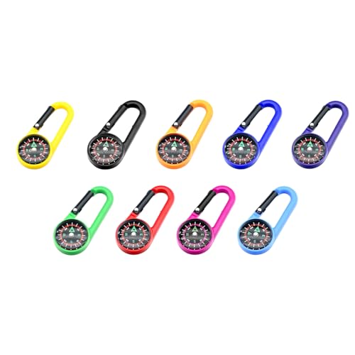 Jazuaiao 9pcs Carabiner Compasses Pendant Multifunction Keychain Portable Keychain Navigation Tool for Teen Adults Multifunctional Carabiner