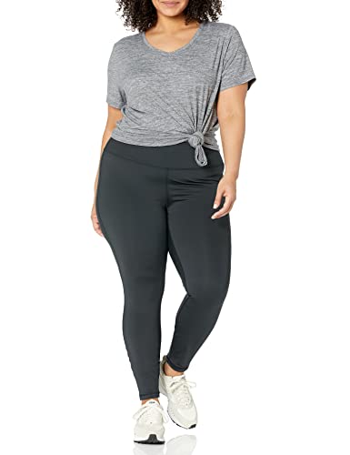 Amazon Essentials Women's Tech Stretch Short-Sleeve V-Neck T-Shirt (Available In Plus Size), Pack Of 2, Black/Dark Grey Space Dye, X-Small #TOP7