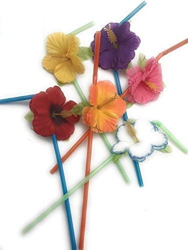 Oojami 72-Piece Luau Party Hawaiian Flower Bendable Straws - 9
