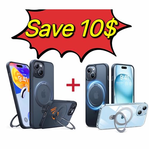 TORRAS Full Upgrade 360° Spin Magnetic Ostand& Magnetic Ostand for iPhone 15 Case