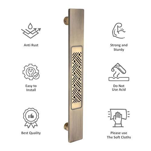 Image of COMPASS Main Door Handle | Door Handles for Main Door | Pull Handles for All The Doors of House | Office | Hotels, Antique Finish (PH-R180, 12 Inch)