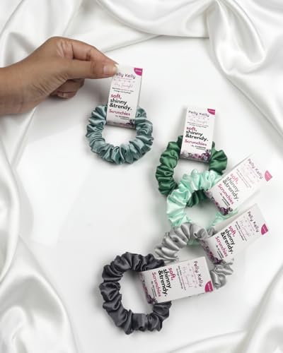 Image of Luxury Satin Scrunchies Set for Women, Girls | Anti-Hair-Breakage Hair Ties for Ponytails & Buns | Small Size | Pack of 5