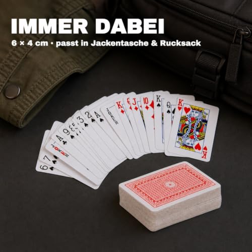 MIJOMA Zestaw 3 mini kart do pokera – 54 karty na poker, ok. 6 x 4 cm – karty do gry w podróż, podróże, imprezy, wieczory do gier – klasyczny design w pokera