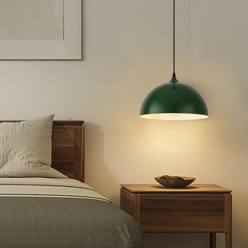 SESIMENT Farmhouse Pendant Light, 11.8inch, 2 Packs- Green Industrial Kitchen Pendant Lights, Pendant Lights Kitchen Island, Pendant Light for Bedroom, Office, Kichen Sink, Library by SESIMENT - Used condition - Image 6