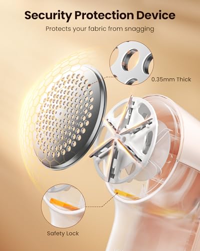 Gaiatop Fabric Shaver Rechargeable, Electric Lint Remover Shaver with LED Display, 6 Leaf Blade, 3-Speeds Sweater Depiller for Clothes, Furniture, Couch, Fuzz, Pills, Pink - Thumbnail 4
