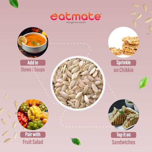 Image of Eatmate Natural Muskmelon Seeds | Kharbooj Magaj | Kharbhuja Beej for Eating | High in Protein, Potassium, Magnesium & Iron | Immunity Booster Superfood | Healthy Snack, Topping and Cooking Use (1 Kg)