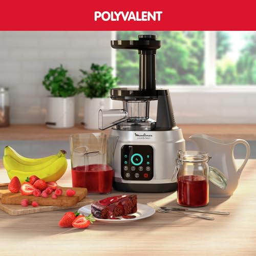 Moulinex Juice & Clean Extracteur de jus de fruits et de légumes, Jus vitaminés, Pressoir, 150 W, 42 à 83 tours/min, Jus de fruits frais, Confiture, Coulis, Sorbet, Nettoyage automatique ZU420E10