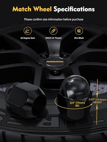 Image of MIKKUPPA 20PCS M12x1.25 Lug Nuts - 3 /4 inch Hex Black OEM Factory Style Acorn Conical Seat Dome Top 0.95 inch Tall Lug Nuts Replacement for Subaru Crosstrek Forester Impreza Legacy Outback