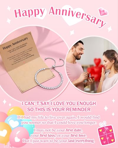 Image of Eryuor Cubic Zirconia Tennis Bracelet for Women Christmas Anniversary Valentines Birthday Gifts for Daughter Wife Girlfriend Her
