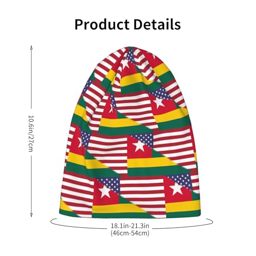 American Flag and Togo Flag Kids Leisure Elastic Knitted Hat Junior Large Size Knit Cap Child Beanie Black2