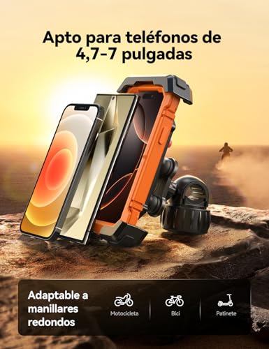 JOYROOM 2026 Soporte Móvil Moto【Amortiguadores Recientes】 Universal Soporte Movil Bicicleta Anti-Vibración, para iPhone 17/16/15/14 Pro MAX, Samsung S25/S24 Ultra, Smartphones 4,7"-7" - imagen 8