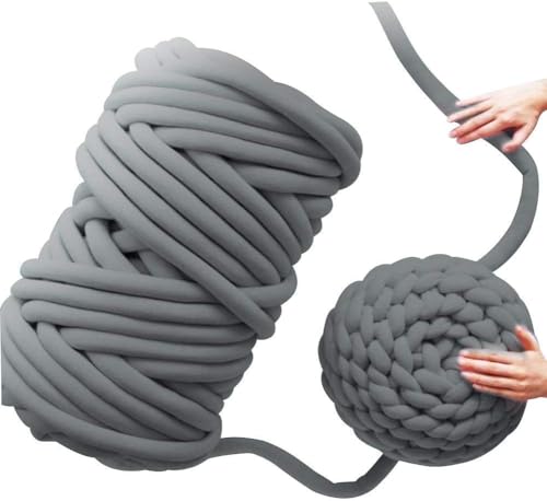 Gomitolo di lana da 500 g, per lavorare a maglia, lana gigante, filato di lana lavorato a mano, lunghezza circa 25 m, per il fai da te e il ricamo gigante (grigio)