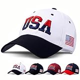 LELVK American Flag Embroidery Patriotic Hat | 100% Cotton Adjustable USA Baseball Cap for Men & Women