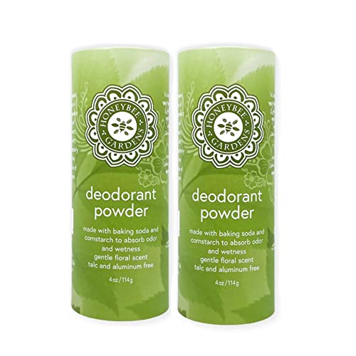 Honeybee Gardens Deodorant Powder 2 Pack 4 oz Each Aluminum Free & Talc Free Body Powder for Men & Women Multi-Use for Underarms Feet & Chafing Vegan Cruelty Free