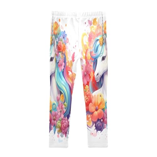 Toddler Girls Leggings Printed Yoga Pants Leggings Flower Blue Hiar Unicorn for Kids2