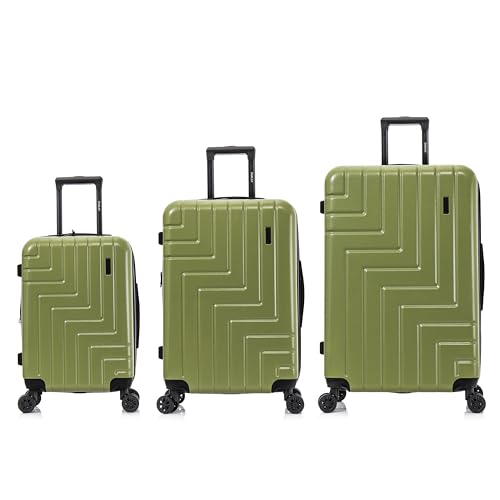 DUKAP ZAHAV 3 Pcs Hardside Luggage Sets | 20 24 28 inch Durable Lightweight Large Medium and Carry on Suitcase | Zippered Suit Case with Gel Handles and Trolley | Green2