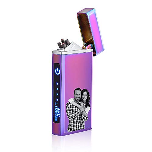 Personalized Photo Lighter USB Lighter Custom Picture Lighter for Men Father Engraved Lighter USB Rechargeable for Camping Christmas Father's Day Valentine's Day