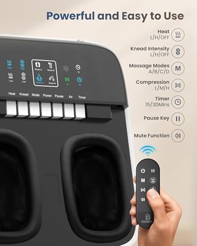Image of COMFIER FSA Eligible Foot Massager with Heat, Shiatsu Foot Massager Machine for Neuropathy Plantar Fasciitis, Squeeze & Rolling Foot Massage, Remote Control & Piano-Key Button