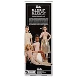 Barbie Basics Model 08 Kolekcjonerska lalka modowa brunetka, beżowa sukienka i buciki na obcasie Zabawka 6+ dla fanów i kolekcjonerów, JJX27