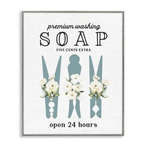 Vintage Floral Laundry Sign, 16 x 20 Inch Framed Giclée Print