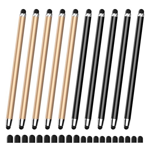 Image of 10 PCS Stylus,Stylus Pen for Touchscreen,Stylus 2-in-1 High Sensitivity & Precision Suitable for Touch Screens of iPhone /ipad /Android Tablets(10 Stylus Pen Gold /Black + 20 Tips)