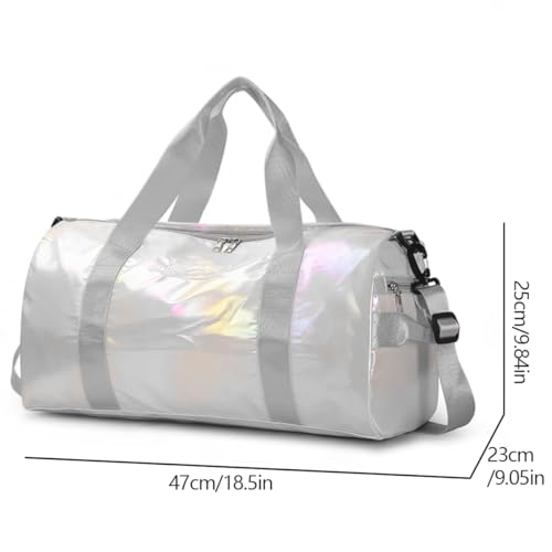 Small Gym Bag for Women with Shoes Compartment and Wet Pocket, Duffle Bag for Travel, Gifts for Daughter (White)2