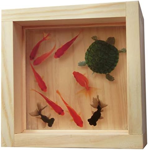 金魚アート 寿 日本製 プレゼント 長寿 縁起物 恐竜 爬虫類 ジオラマ 還暦 結婚 贈り物 出目金 緑亀 かめ カメ ひのき 檜 