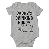 AW Fashions Daddy's Drinking Buddy Baby Bodysuit Funny Cute Newborn Clothes for Boys, Girls, and Unisex (Newborn, Sports Grey)