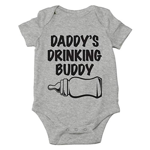 AW Fashions Daddy's Drinking Buddy Baby Bodysuit Funny Cute Newborn Clothes for Boys, Girls, and Unisex (Newborn, Sports Grey)