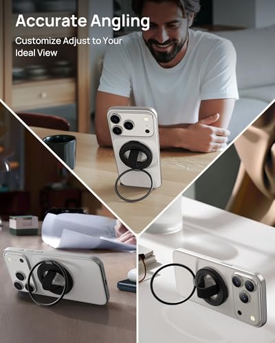 Image of SODI Magnetic Phone Ring Holder Grip with 3 Detachable Finger Straps, N52 Strong Magnet Phone Holder for Hand, Cell Phone Grips for Back of Phone & Kickstand Compatible with iPhone 17 16 15 14 13 12