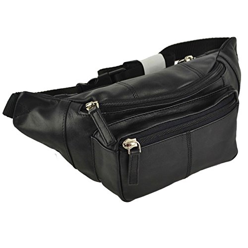 Sac banane Visconti cuir noir fanny pack stylé et doux pour homme et femme