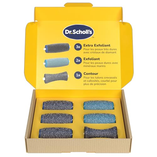 Dr. Scholl's Pack de 6 Rouleaux de remplacement pour râpe électrique - Élimine les callosités, comprend 3 têtes Extra, 2 têtes exfoliantes, 1 tête...