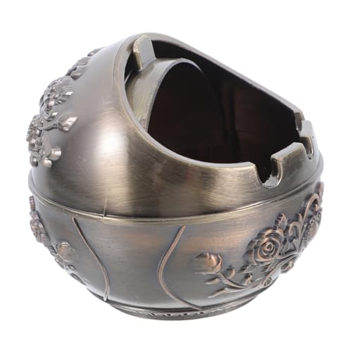 Cabilock Cenicero De Metal Vintage Redondo Con Tapa Para Sala De Estar Portátil y Decorativo Cenicero Pequeño Para Hombre