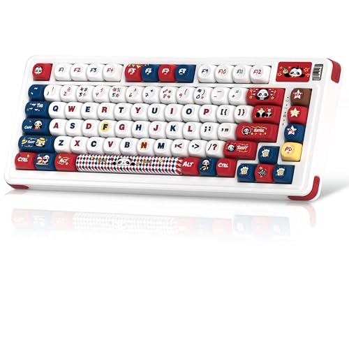 MageGee AIR75 Wireless Creamy Mechanical Keyboard, Gasket Structure, 2.4G/USB-C/BT5.0 Hot Swappable Custom Keyboard, RGB Backlit Gaming Keyboard for PC/Win/Mac, Linear Ivory White Switch, PBT Keycaps