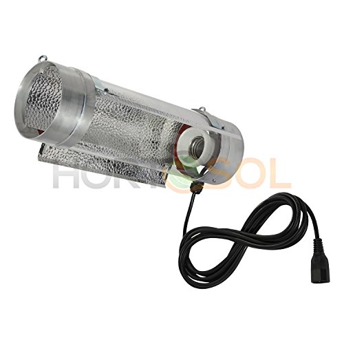 HORTOSOL Reflector Cooltube de 125mm x 400mm 5" para lámparas E40 HPS MH con 4m cable IEC Cover
