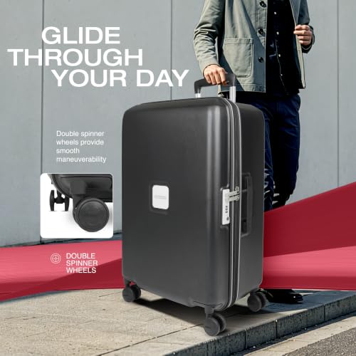 Image of American Tourister Zenrix | Check-in Trolley Bag (77 cm) | 360 8 Wheel Travel Luggage | Hard Case Polycarbonate Suitcase | Recessed TSA Lock | Black & White