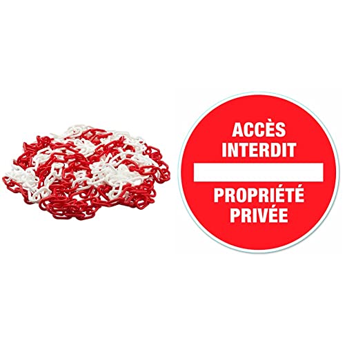 Chaîne en plastique rouge et blanc avec disque pvc adhésif propriété privée