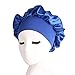 Produktbild QLING Damen Stirnhaube mit breitem Band Satin Kopfhaube Nachtschlafhut Haar Beauty Cap mit elastischem Band Haarschutz Kappe, königsblau, Free Size