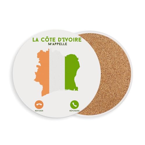 sous Verre Ronds en céramique - La Côte D'Ivoire m'appelle Voyage Passion Culture - 1 unité (108 x 108 mm)