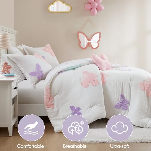 Image of Intelligent Design Kids Girls Butterflies Multi Queen Comforter Set, 4pc